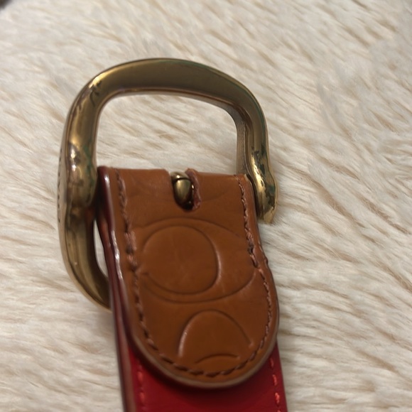 Coach Monogram Signature Leather Logo Cognac & Gold Belt Size 34 - Picture 10 of 10